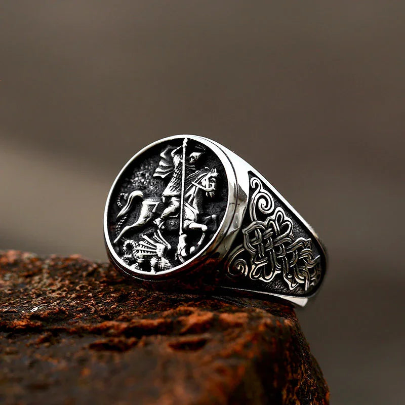 Saint George Amulet Stainless Steel Ring