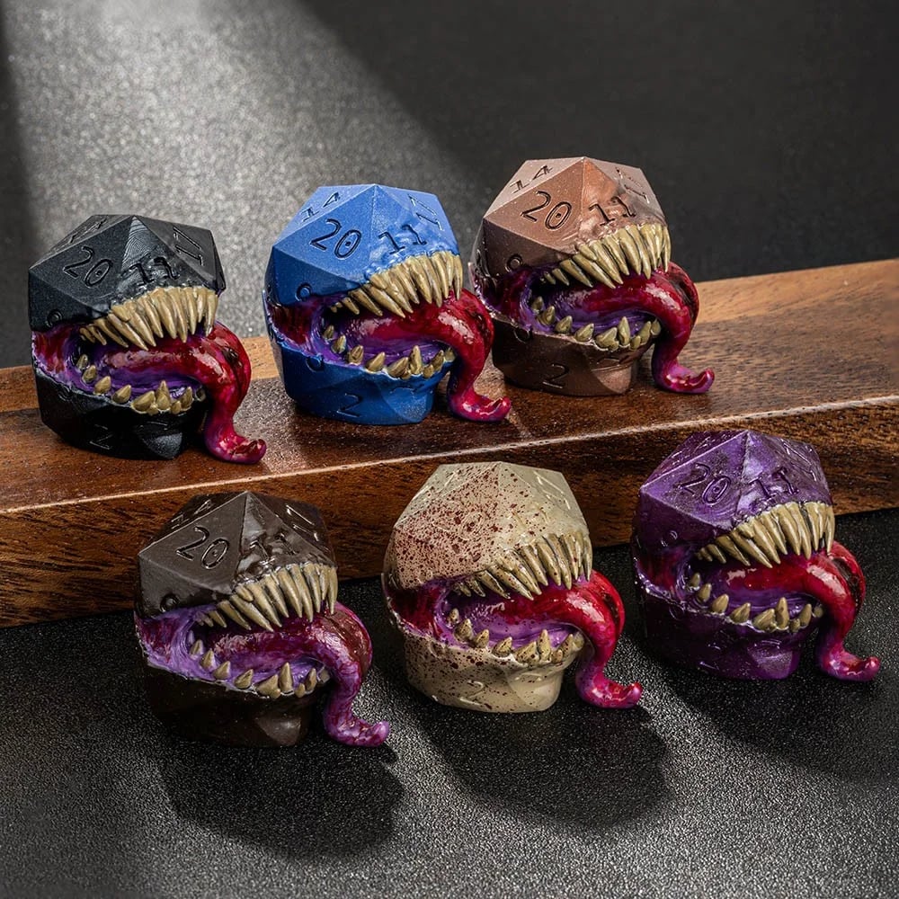 Mimic Chest D20 Table Ornament | Resin Monster Dice for DnD & RPG