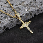Handcrafted silver-plated copper nail cross pendant - hip-hop style religious necklace
