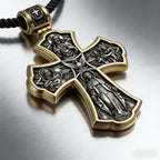 Holy Family of Mary Sacred Heart of Jesus IHS Double-Sided S925 Sterling Silver Cross