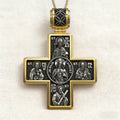 Double-Sided S925K Sterling Silver Sacred Heart and Saint Cross Pendant—Your Daily Spiritual Companion
