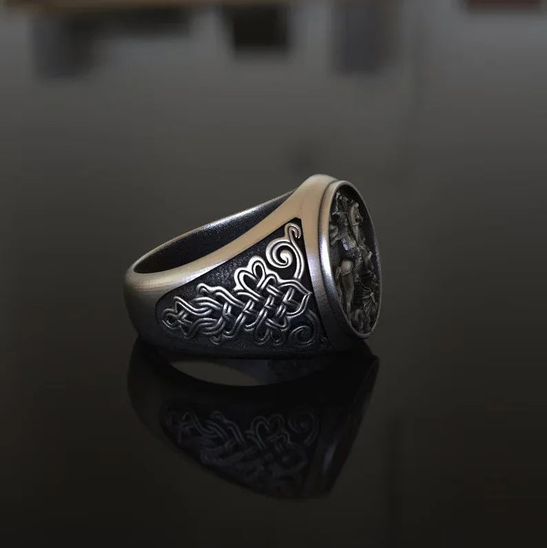 Saint George Amulet Stainless Steel Ring