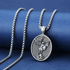 Archangel Saint Michael Medallion Necklace,The Patron Saint of Paratrooper Police Military Paramedic Fireman