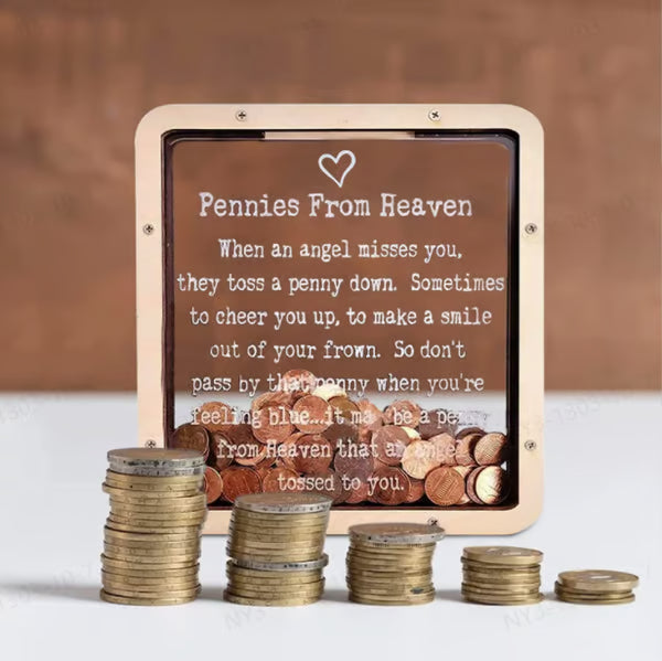 ❤️This Week's Special Price 49% OFF💜Pennies from Heaven Bank Wood Piggy Bank💋