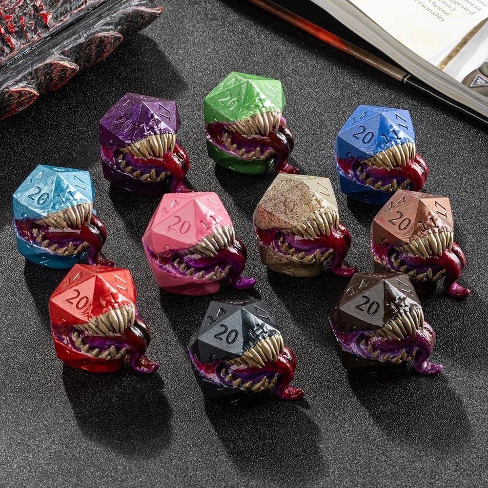 Mimic Chest D20 Table Ornament | Resin Monster Dice for DnD & RPG