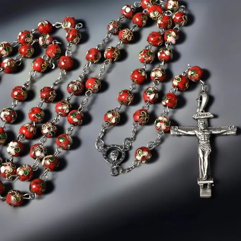 【Red Enamel Sacrifice】S925K Silver Rosary · Decoding Faith