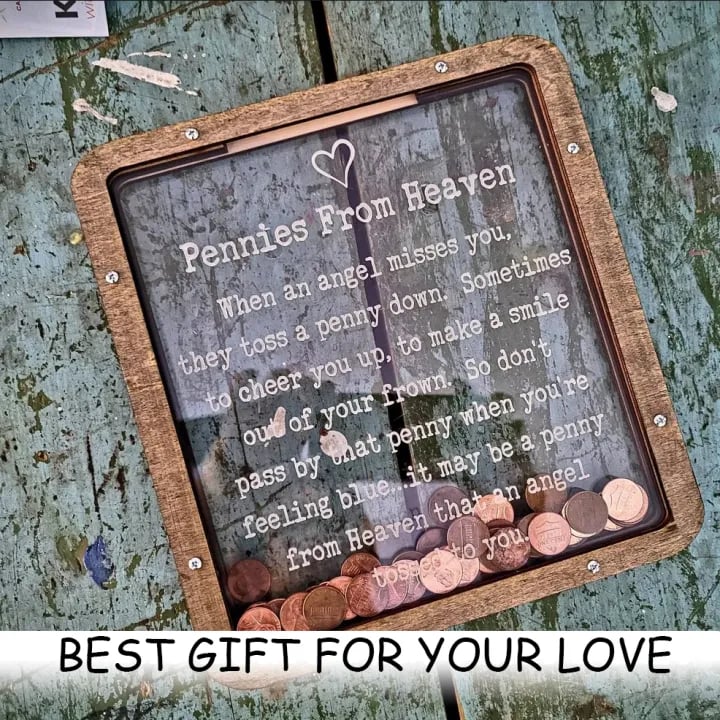 ❤️This Week's Special Price 49% OFF💜Pennies from Heaven Bank Wood Piggy Bank💋