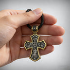 Holy Family of Mary Sacred Heart of Jesus IHS Double-Sided S925 Sterling Silver Cross