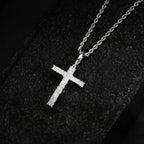 Artisan-Carved Copper Jesus Cross Pendant - Moissanite-Encrusted Hip Hop Religious Necklace