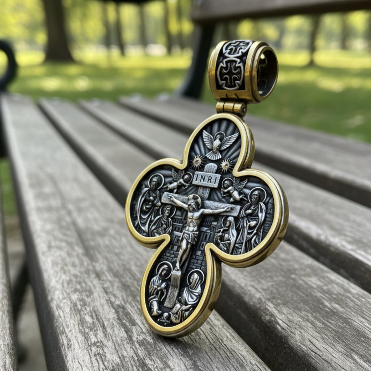 Handcrafted Double-Sided Redemption: Archangel Michael Guardian Cross Pendant