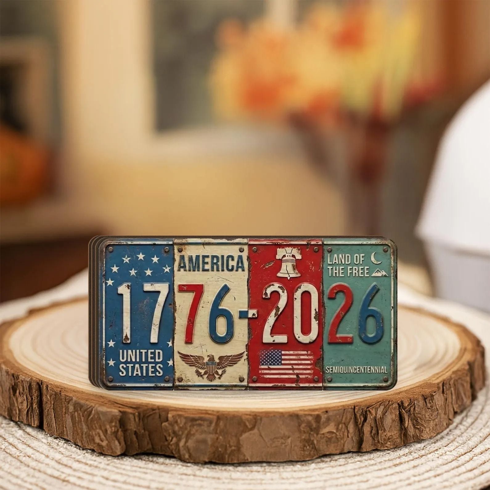 USA 250th Anniversary Block Sign | Rustic License Plate Art 1776-2026 Semiquincentennial Decor | 250 Years Of America 684519