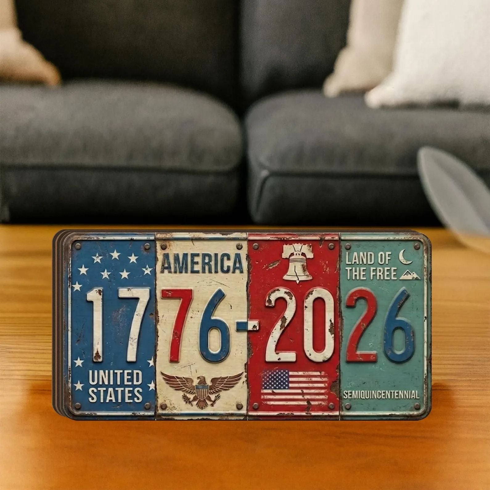 USA 250th Anniversary Block Sign | Rustic License Plate Art 1776-2026 Semiquincentennial Decor | 250 Years Of America 684519