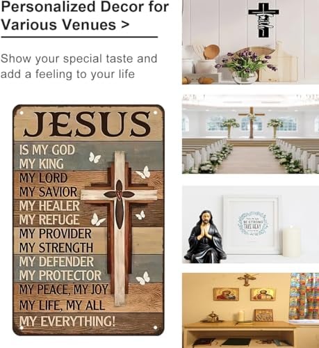 🔥Last Day 50% OFF - ✝️Jesus Is My God King Everything – Vintage Tin Sign Religious Metal Wall Art