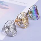 Metatron's Cube Ring Archangel Protection Women Ring Stainless Steel Jewelry