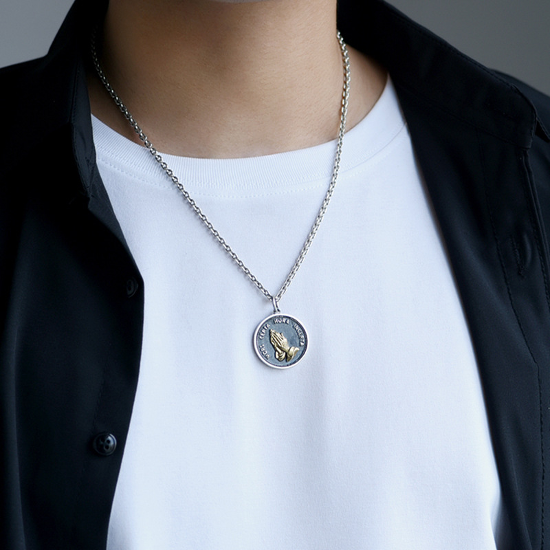 「Praying Hands」Copper - Silver Medallion: A Tangible Sign of God’s Presence