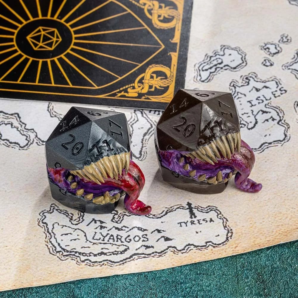 Mimic Chest D20 Table Ornament | Resin Monster Dice for DnD & RPG