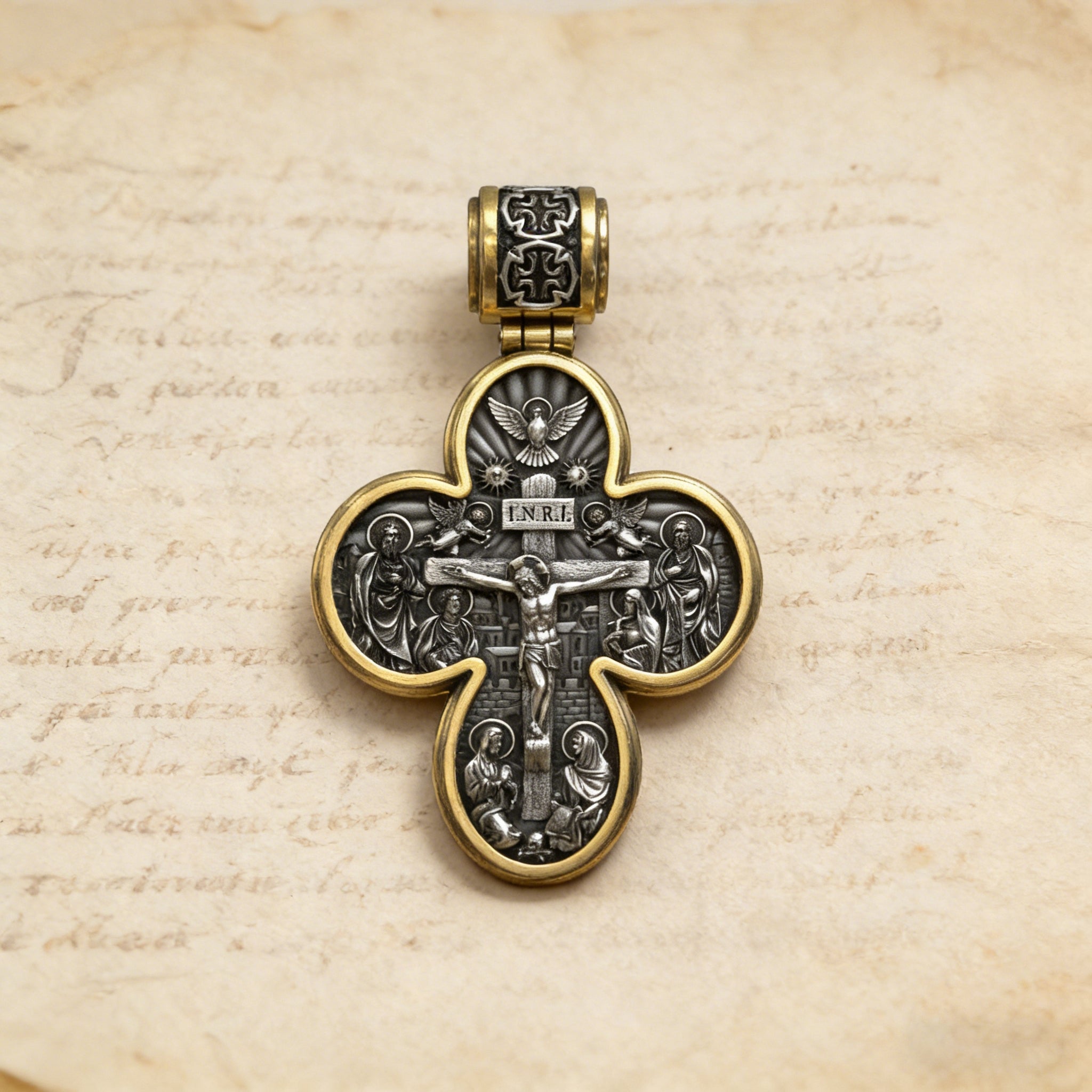 Handcrafted Double-Sided Redemption: Archangel Michael Guardian Cross Pendant