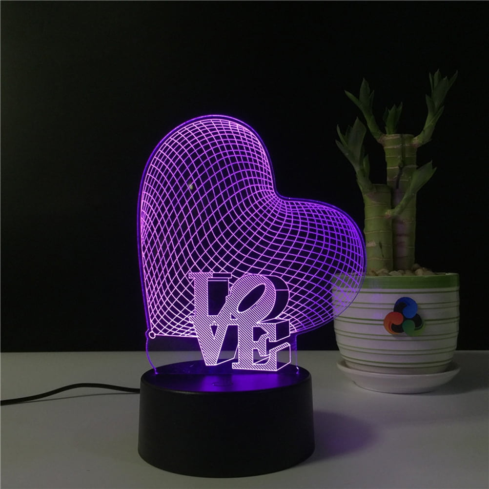 ❤️GETAJGHSD Crystal Acrylic 3D Heart LED Night Lamp with USB Power and Color Changing Feature🏆