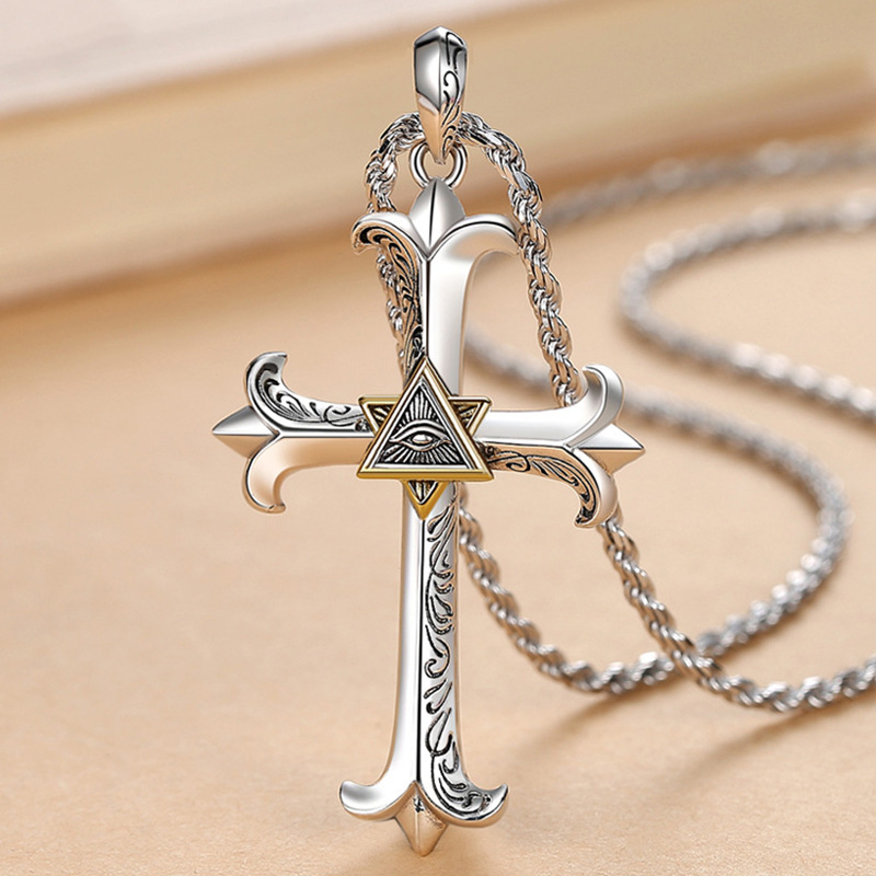 Divine Gaze" Copper Cross Necklace: Let Faith Rest on Your Collarbone