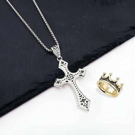 🔥Last Day 50% OFF✝️Men's Crown Cross Necklace💋