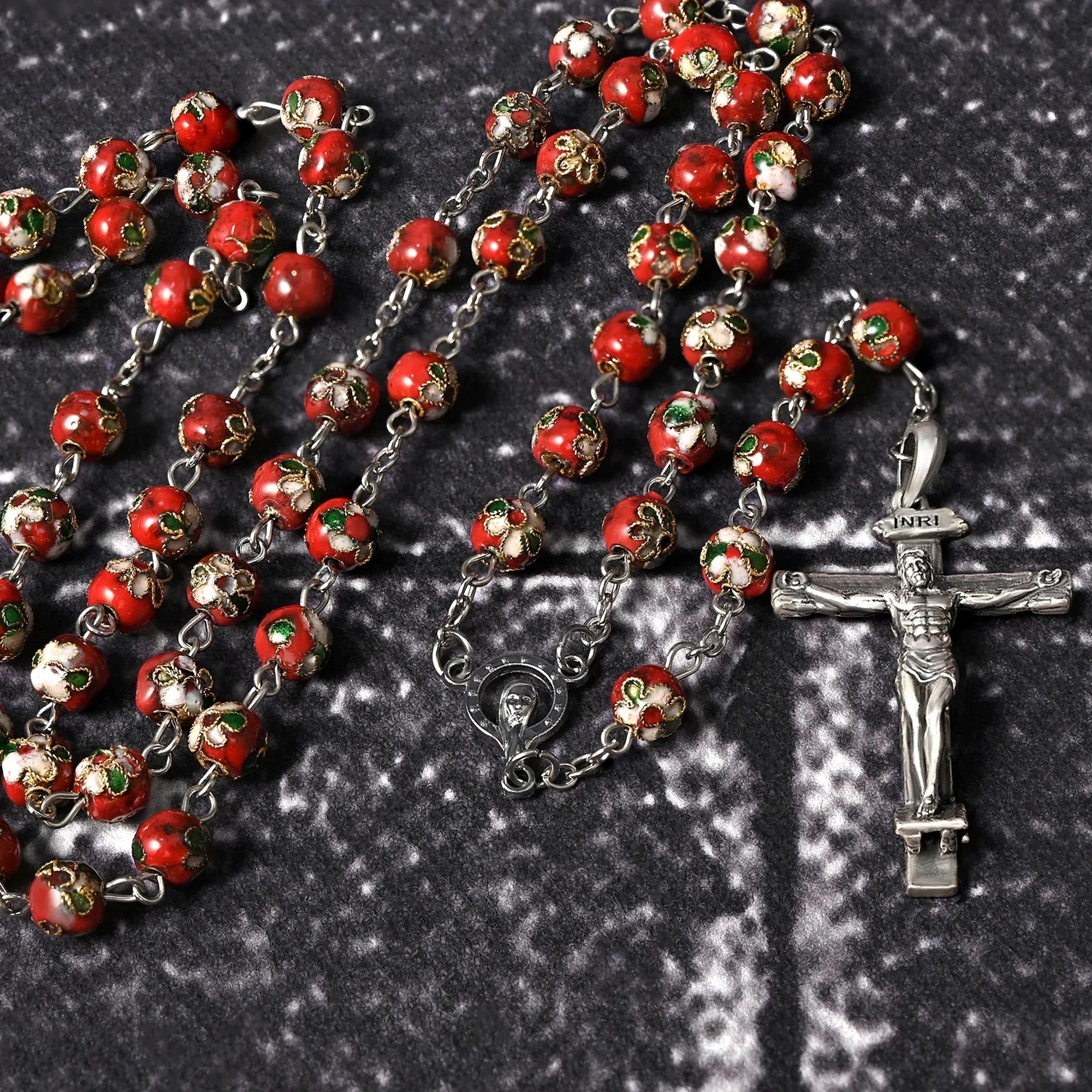 【Red Enamel Sacrifice】S925K Silver Rosary · Decoding Faith