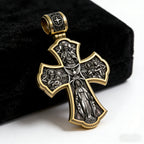 Holy Family of Mary Sacred Heart of Jesus IHS Double-Sided S925 Sterling Silver Cross