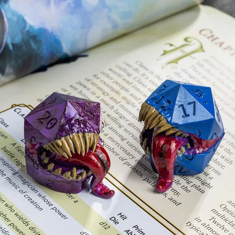 Mimic Chest D20 Table Ornament | Resin Monster Dice for DnD & RPG