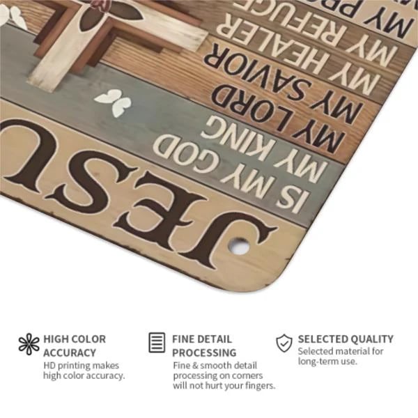 🔥Last Day 50% OFF - ✝️Jesus Is My God King Everything – Vintage Tin Sign Religious Metal Wall Art