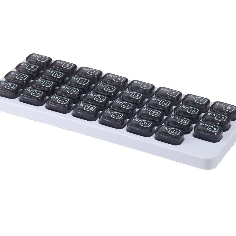 💊Monthly Pill Organizer with Lid - Arthritis-Friendly Easy-Open Lids 31 Removable Daily Pill Pods Date Reminder & Travel Case for Vitamins & Medications