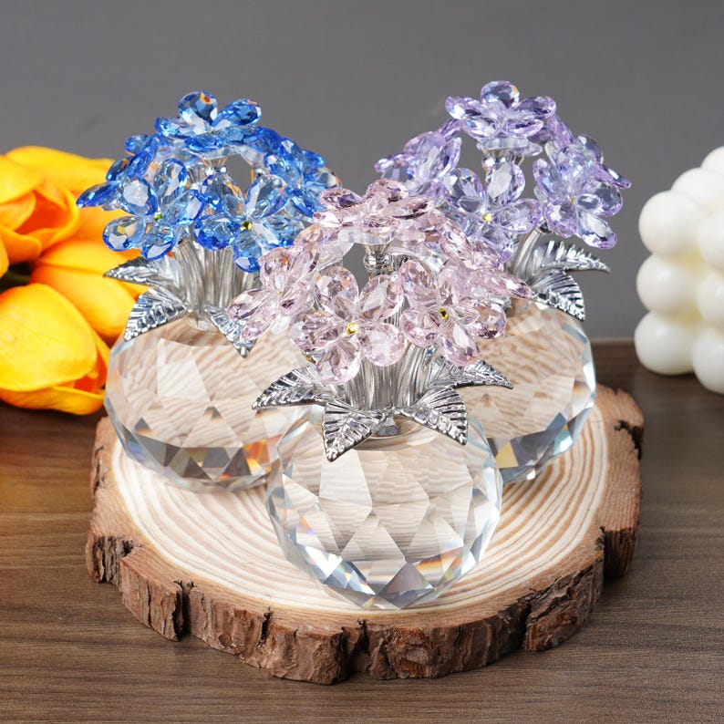 Handmade Crystal Forget-Me-Not Flower Ornament🏆