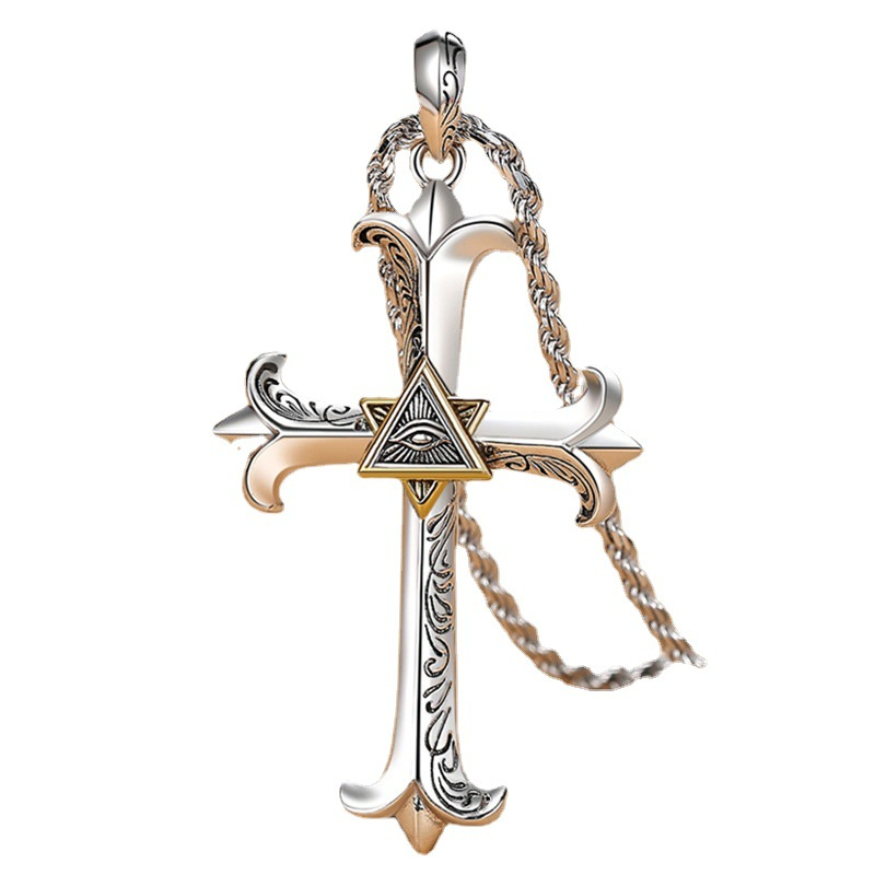Divine Gaze" Copper Cross Necklace: Let Faith Rest on Your Collarbone
