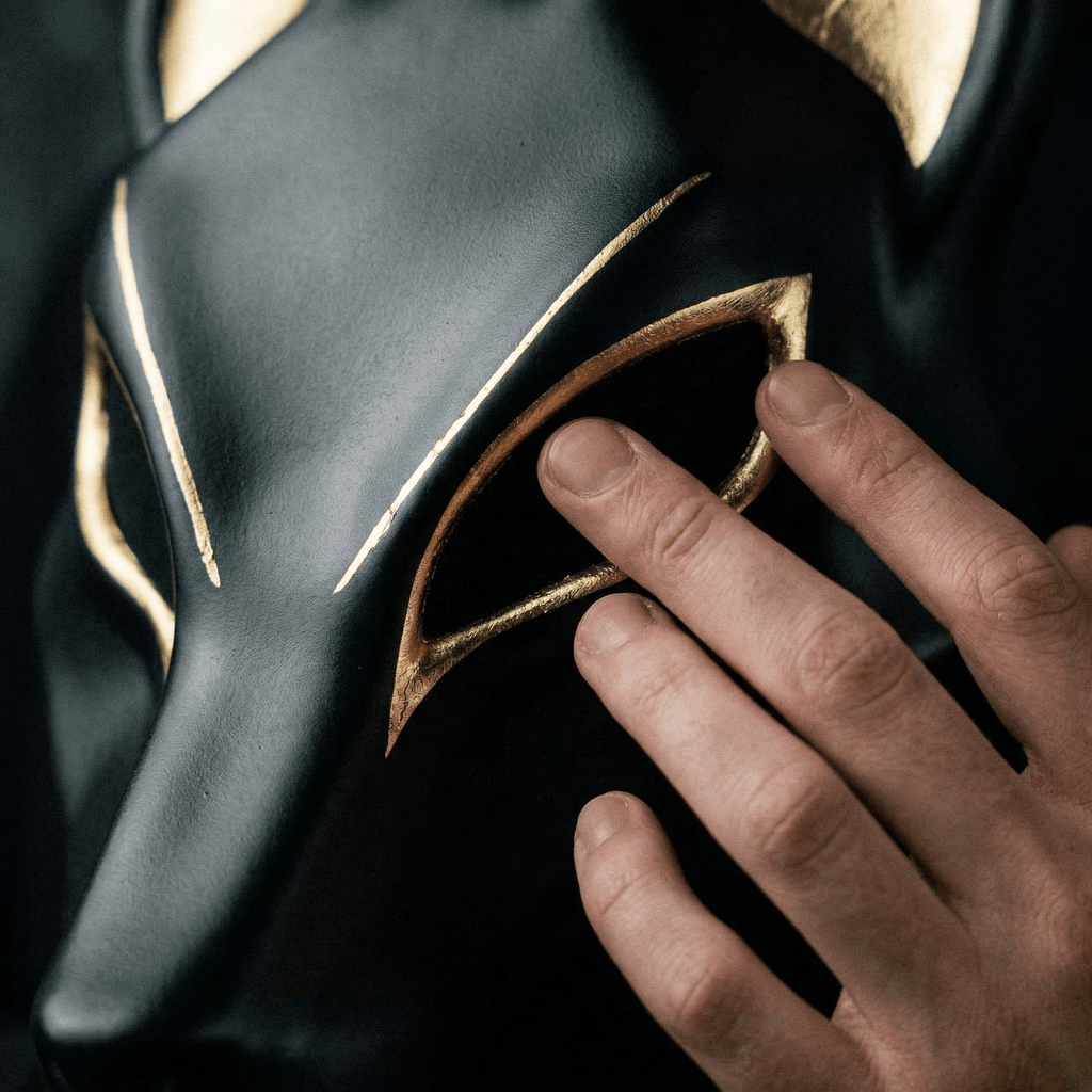 Egyptian Anubis Mask: Hand-Painted Faux Gold Leaf Jackal Mask for Cosplay & Luxury Wall Decor