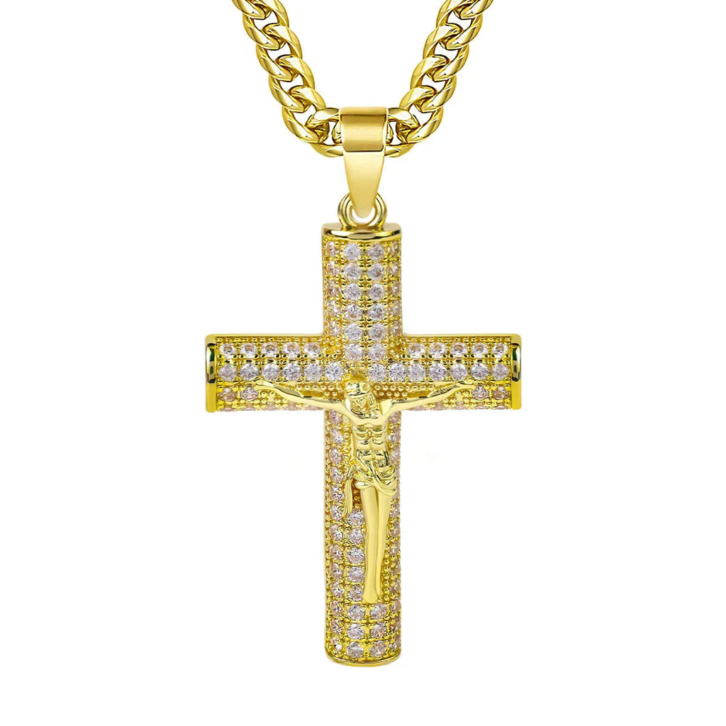 Jesus Cross Diamond - Encrusted Necklace