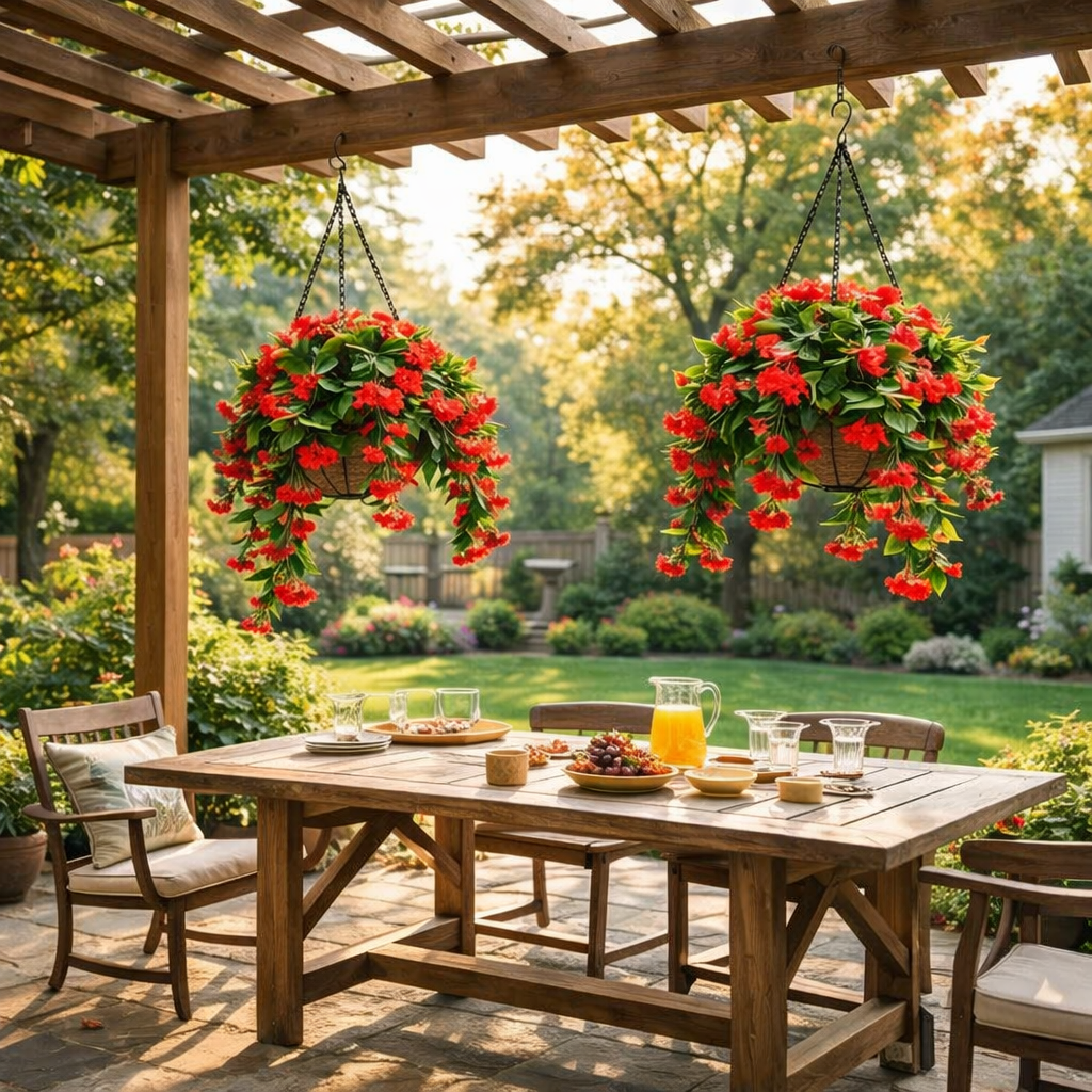 🚀UV Fade-Resistant Faux Crape Myrtle Hanging Basket with Coco Liner & Chain