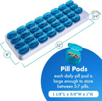 💊Monthly Pill Organizer with Lid - Arthritis-Friendly Easy-Open Lids 31 Removable Daily Pill Pods Date Reminder & Travel Case for Vitamins & Medications