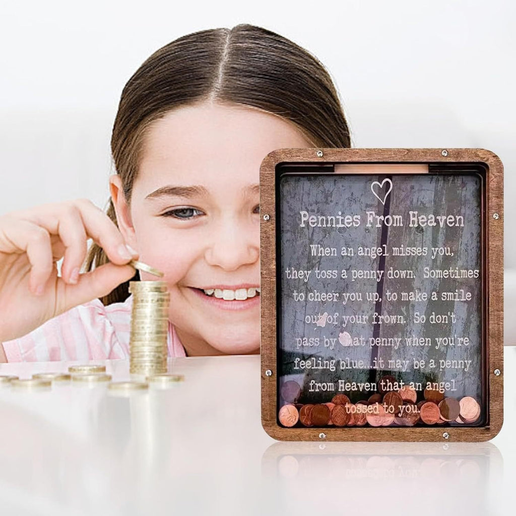 ❤️This Week's Special Price 49% OFF💜Pennies from Heaven Bank Wood Piggy Bank💋