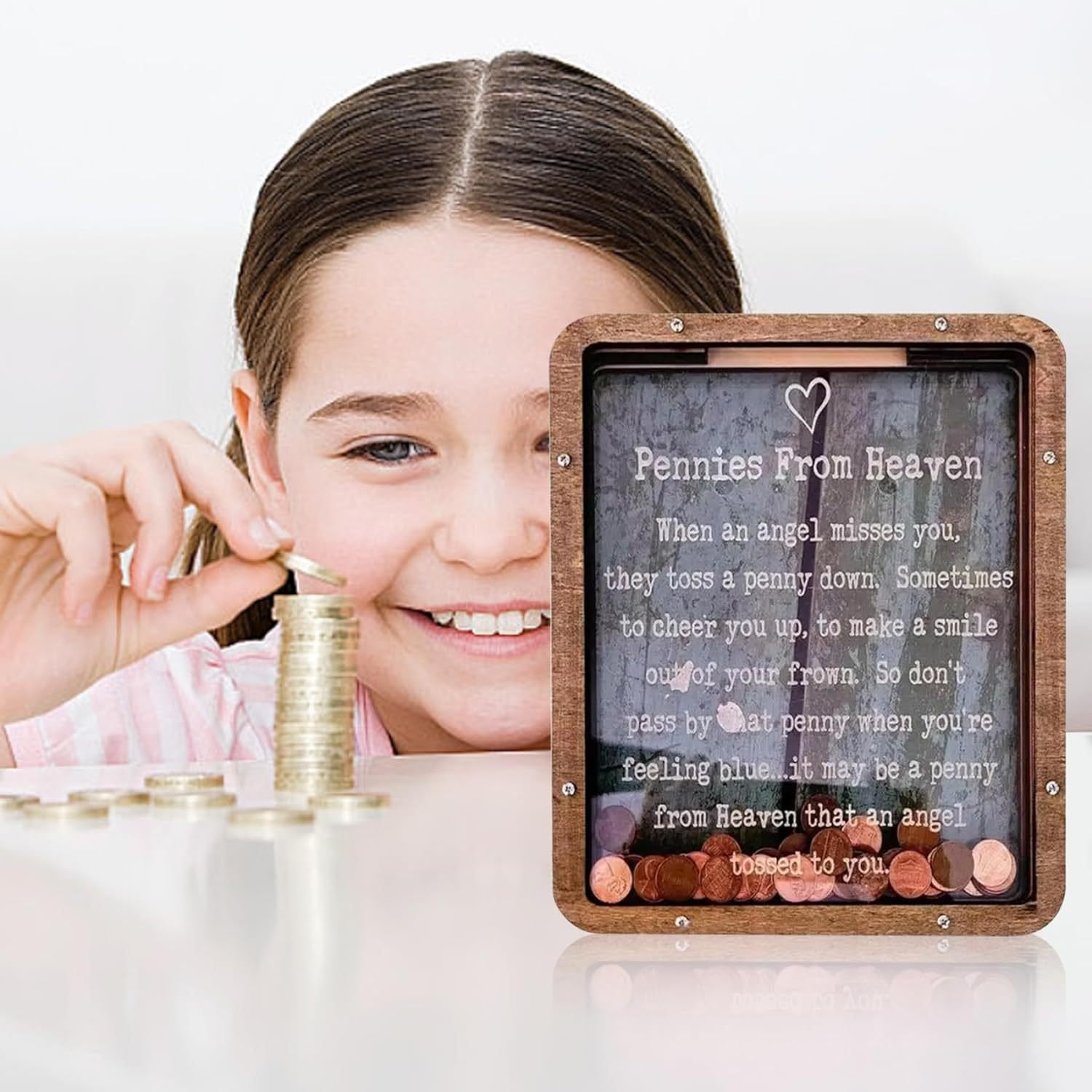 ❤️This Week's Special Price 49% OFF💜Pennies from Heaven Bank Wood Piggy Bank💋