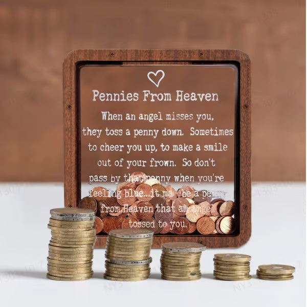 ❤️This Week's Special Price 49% OFF💜Pennies from Heaven Bank Wood Piggy Bank💋