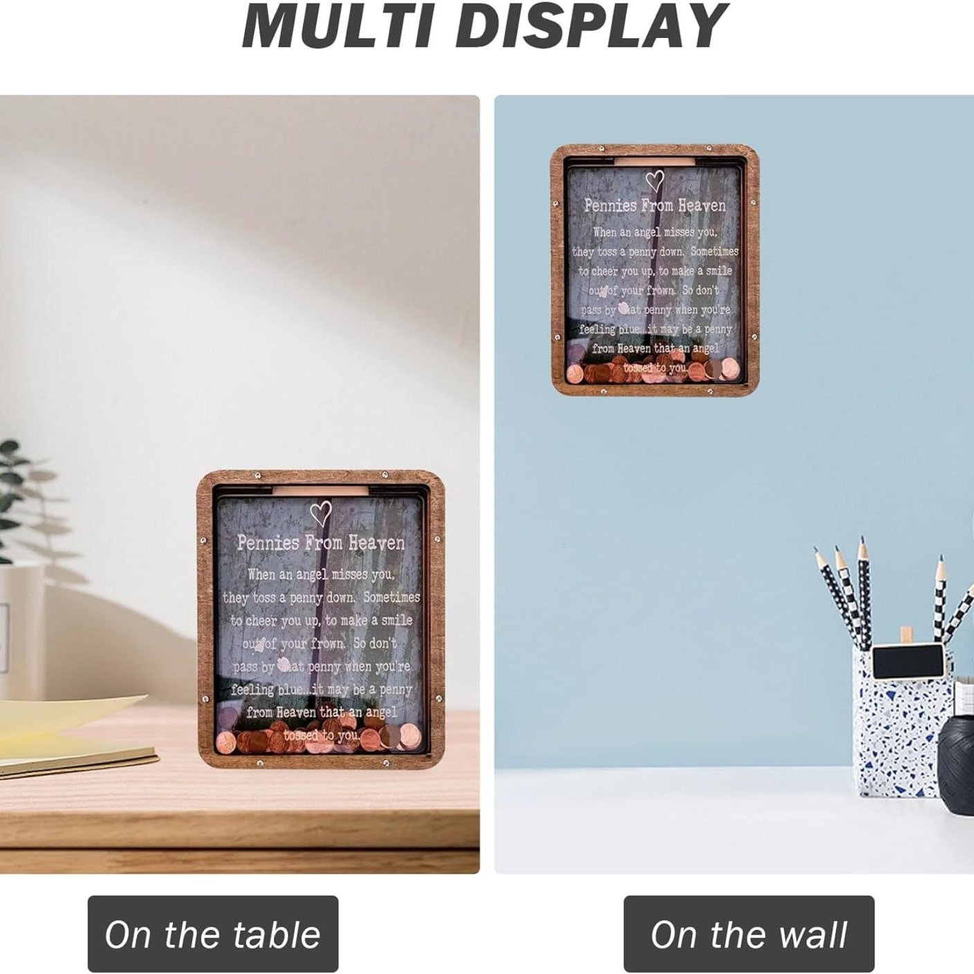 ❤️This Week's Special Price 49% OFF💜Pennies from Heaven Bank Wood Piggy Bank💋