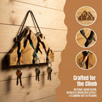 Small Mountain Wood Key Holder with 3 Assorted Climbing Keychain Bundle