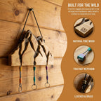 Small Mountain Wood Key Holder with 3 Assorted Climbing Keychain Bundle