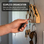 Small Mountain Wood Key Holder with 3 Assorted Climbing Keychain Bundle