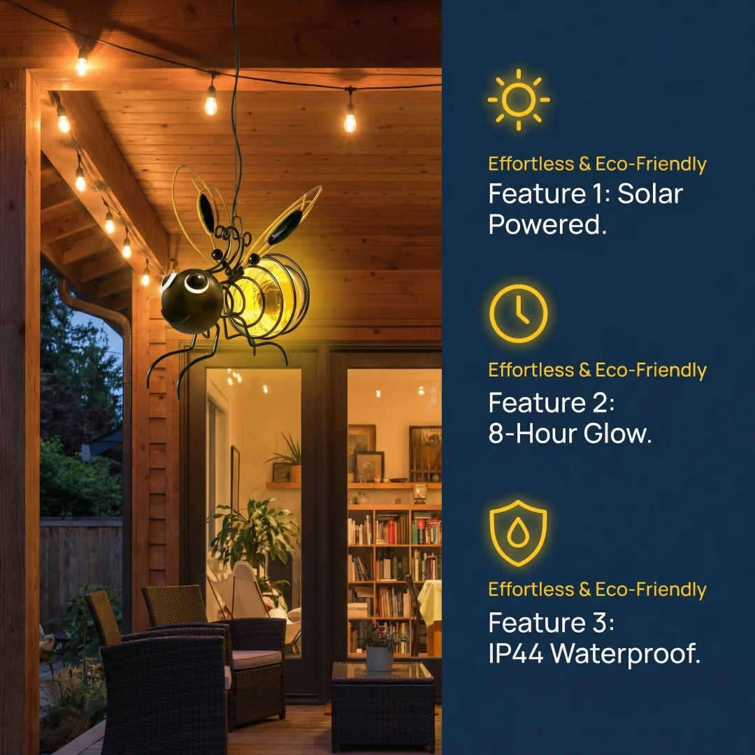 🐝Outdoor Hanging Solar Bee Light - Perfect Gift For Plant Lovers Moms Or Literally Anyone Who Smiles❤️
