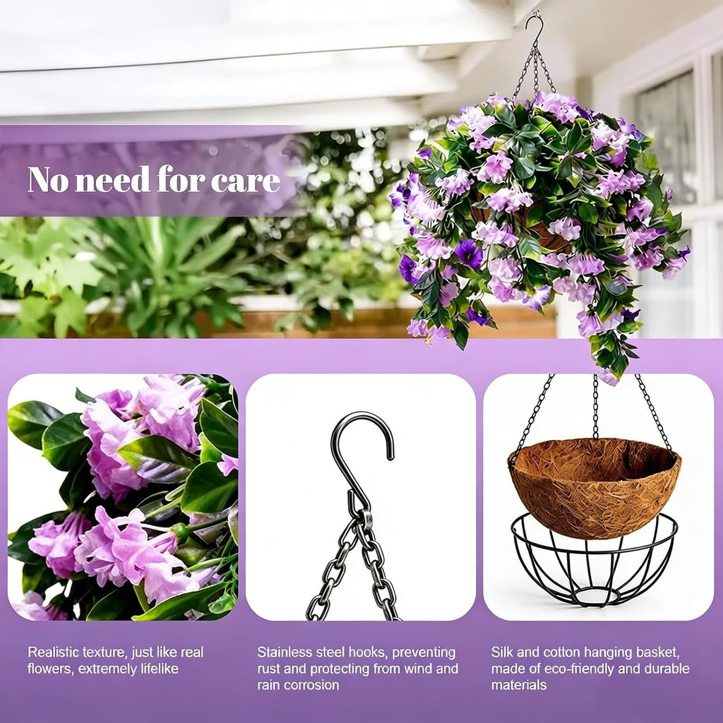 🚀UV Fade-Resistant Faux Crape Myrtle Hanging Basket with Coco Liner & Chain