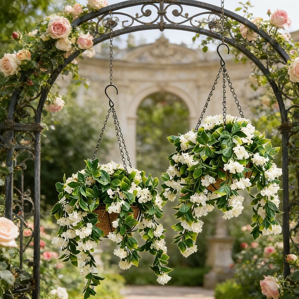 🚀UV Fade-Resistant Faux Crape Myrtle Hanging Basket with Coco Liner & Chain