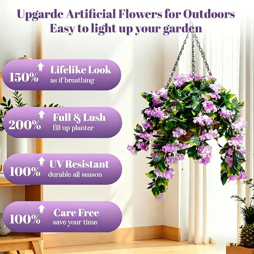 🚀UV Fade-Resistant Faux Crape Myrtle Hanging Basket with Coco Liner & Chain