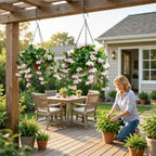 🚀UV Fade-Resistant Faux Crape Myrtle Hanging Basket with Coco Liner & Chain