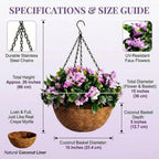 🚀UV Fade-Resistant Faux Crape Myrtle Hanging Basket with Coco Liner & Chain