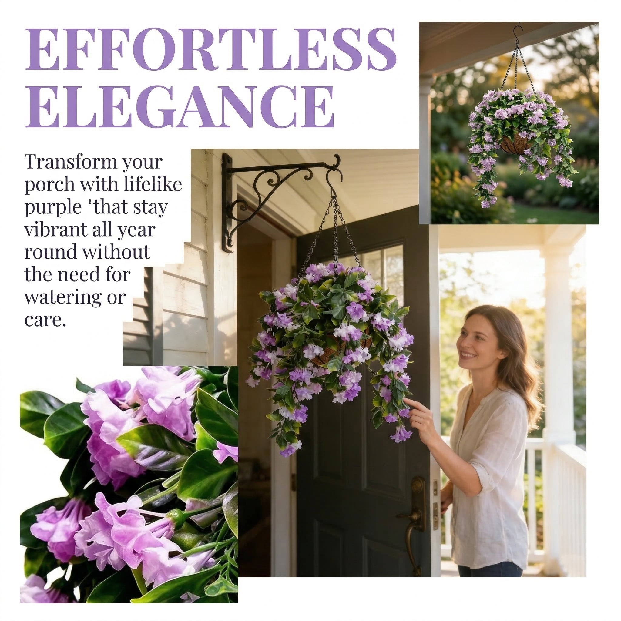 🚀UV Fade-Resistant Faux Crape Myrtle Hanging Basket with Coco Liner & Chain