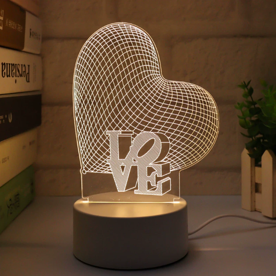 ❤️GETAJGHSD Crystal Acrylic 3D Heart LED Night Lamp with USB Power and Color Changing Feature🏆
